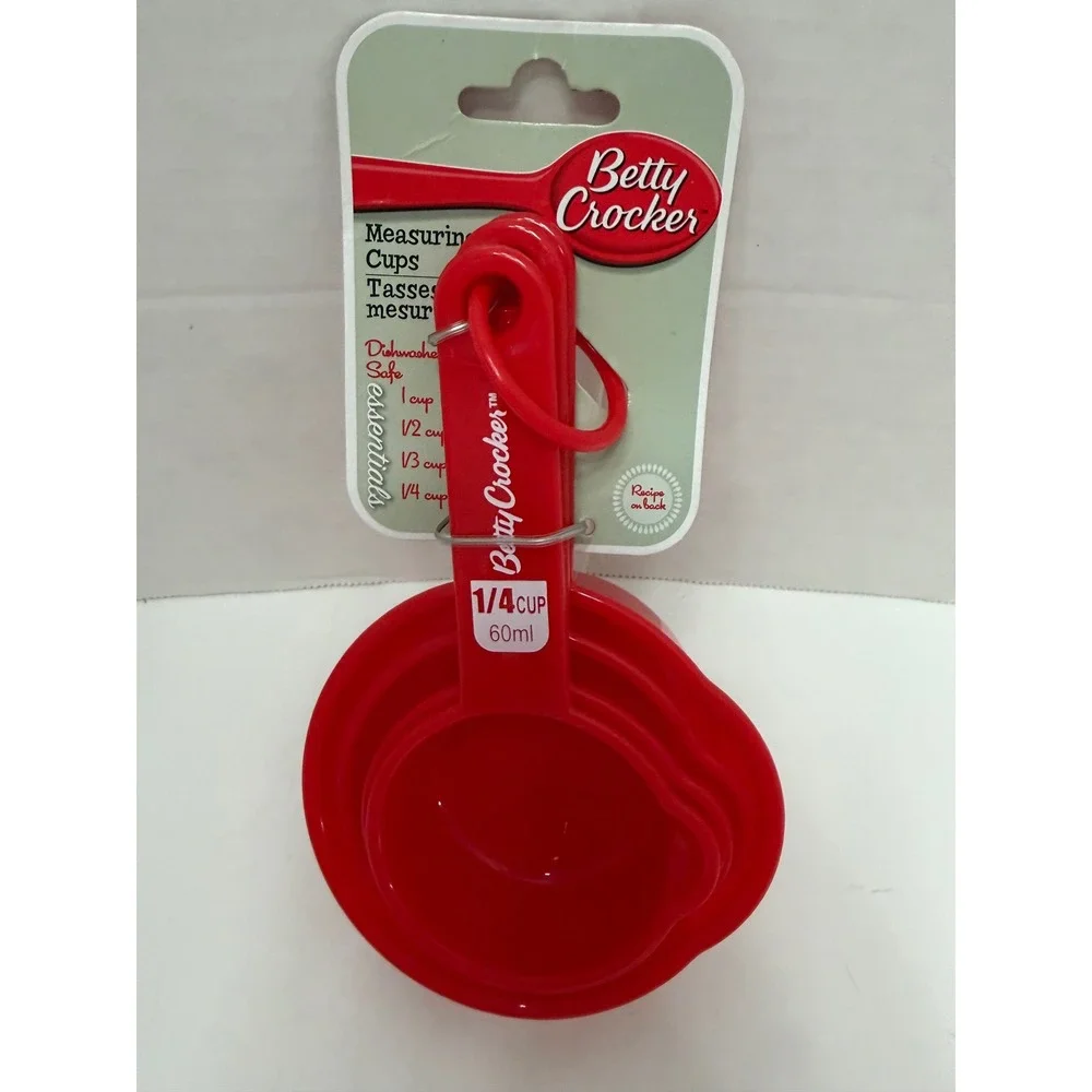 Betty Crocker Red Measuring Cups Set of 4 Essentials Dishwasher Safe‎ New